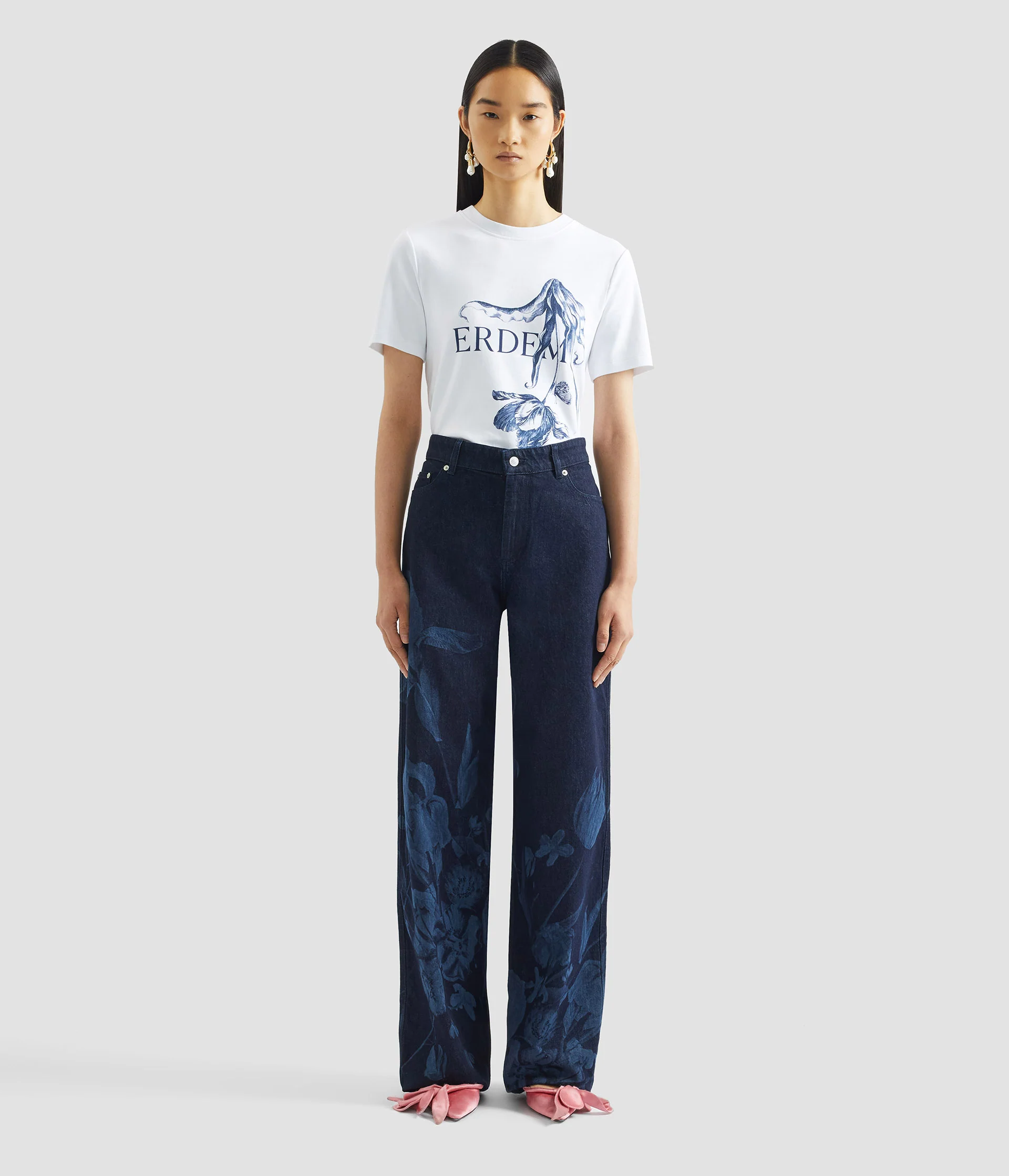 Printed Denim Straight Trouser - Image 3