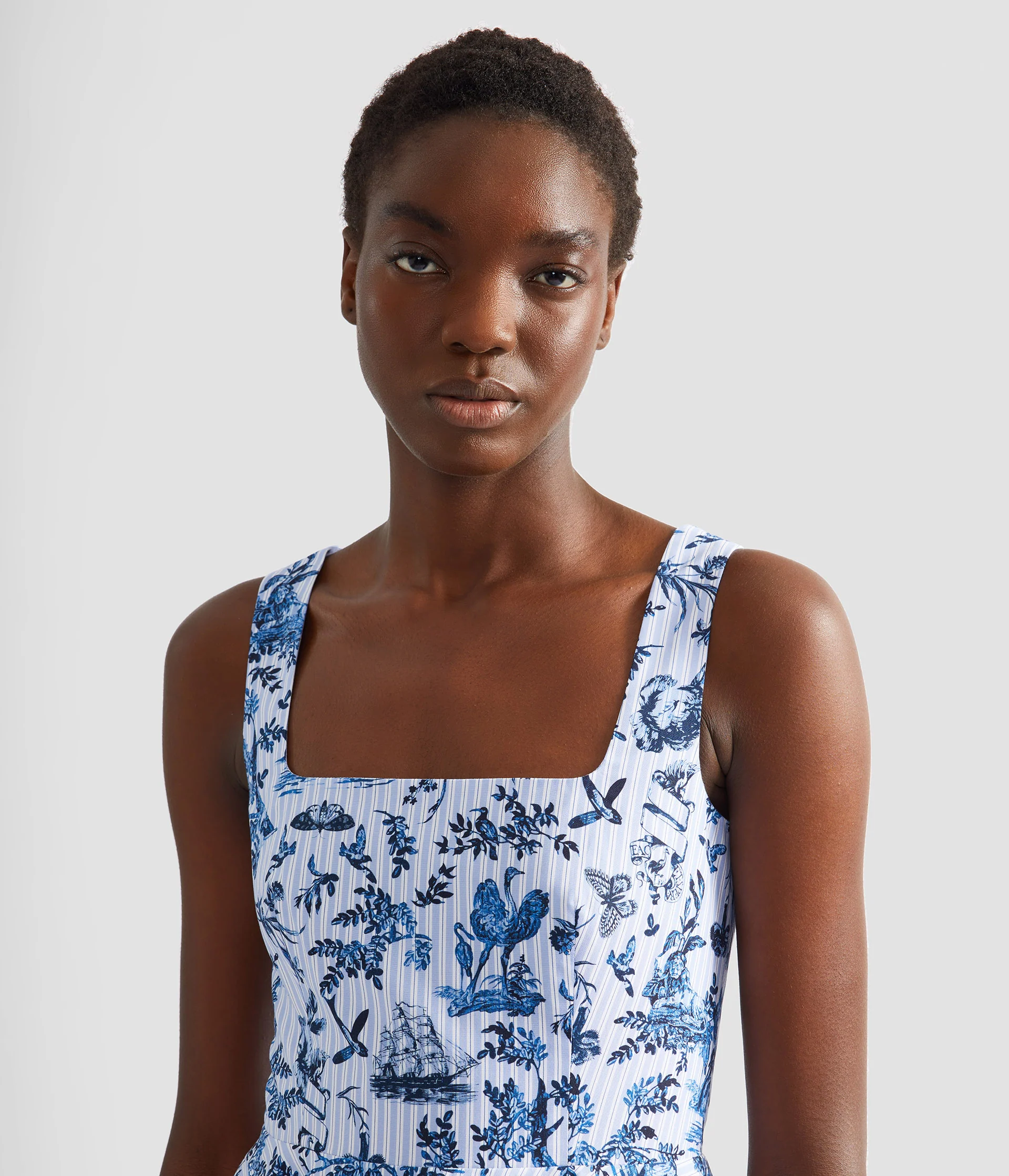 Printed Poplin Sleeveless Midi Dress - Image 5